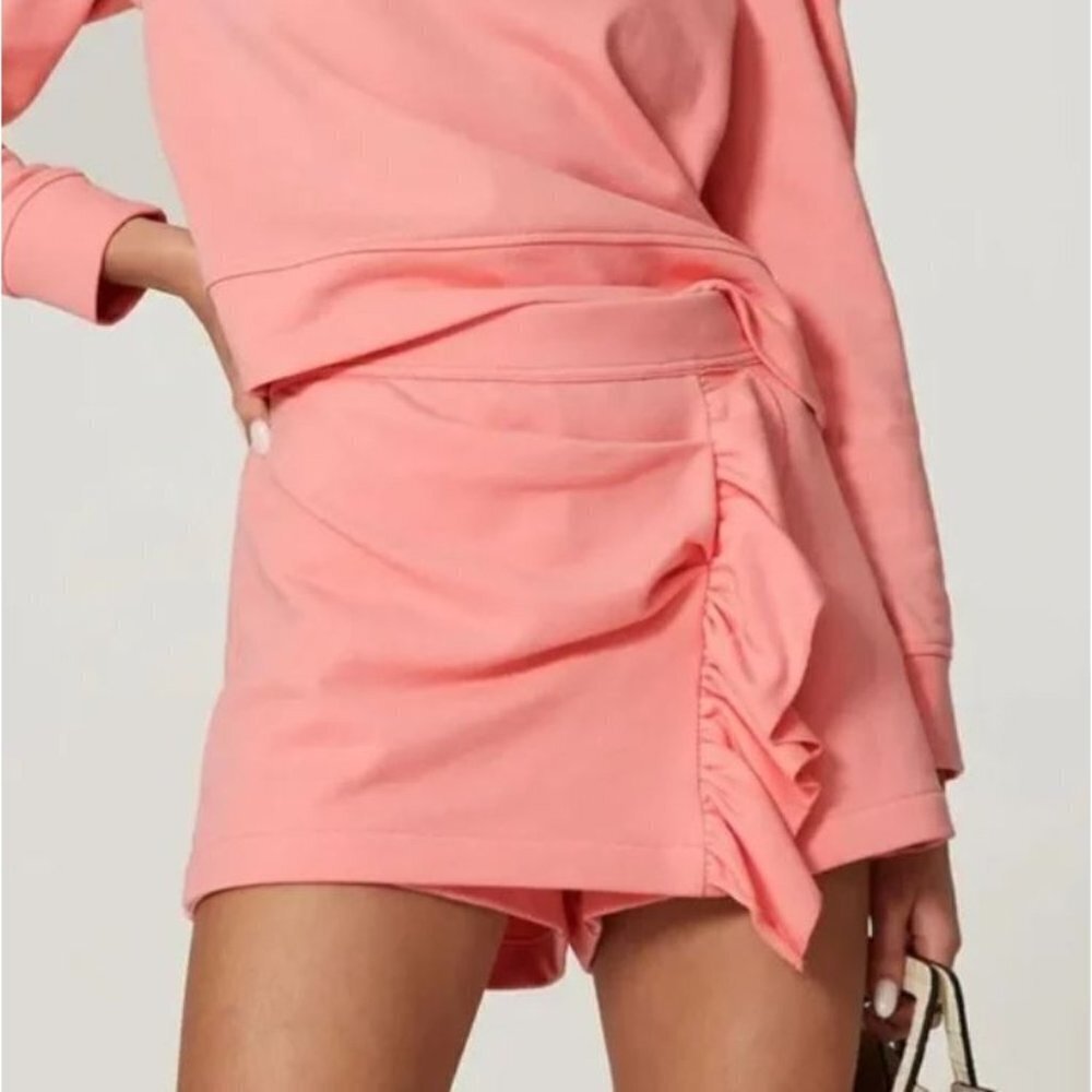 Milly Pink Miriam French Terry Cotton Blend Side-Ruffle Skort Size Medium